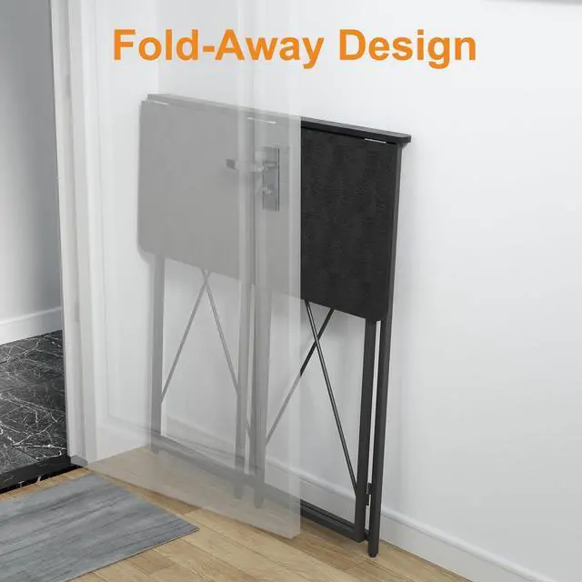 Alt view image 5 of 7 - 39.37" Folding Standing Desk, Small Laptop Stand Up Desk for Sitting or Standing, No Assembly Needed, Portable, Tall Foldable Desk for Home, Office, Small Spaces (Black)