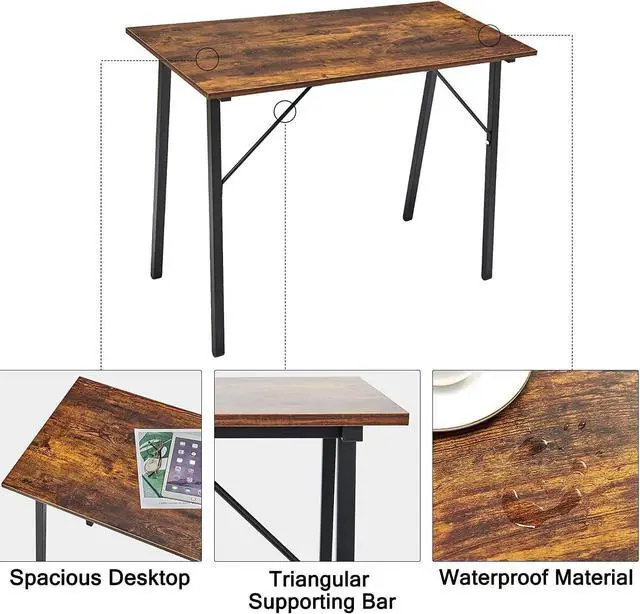 Alt view image 6 of 7 - Coavas Computer Desk 40 Small Student School Writing Desk, Easy Assembly Study Writing Table Home Office Desk Modern Simple Style PC Desk for Small Space, Study Kids Black Desk, Metal Frame