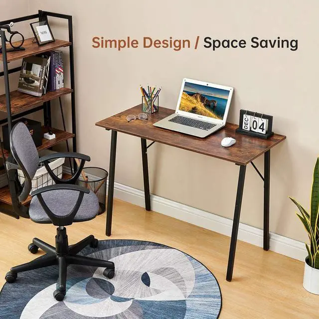 Alt view image 5 of 7 - Coavas Computer Desk 40 Small Student School Writing Desk, Easy Assembly Study Writing Table Home Office Desk Modern Simple Style PC Desk for Small Space, Study Kids Black Desk, Metal Frame