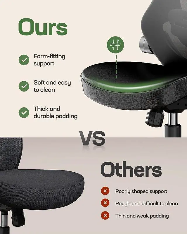 Alt view image 6 of 7 - Marsail Office Chair Ergonomic Desk Chair, 360°Swivel Mesh Back Wide Computer Chair PU Leather Criss Cross Chair,Adjustable Lumbar Support & Flip-up Armrests,Adjustable Height Executive Task Chair