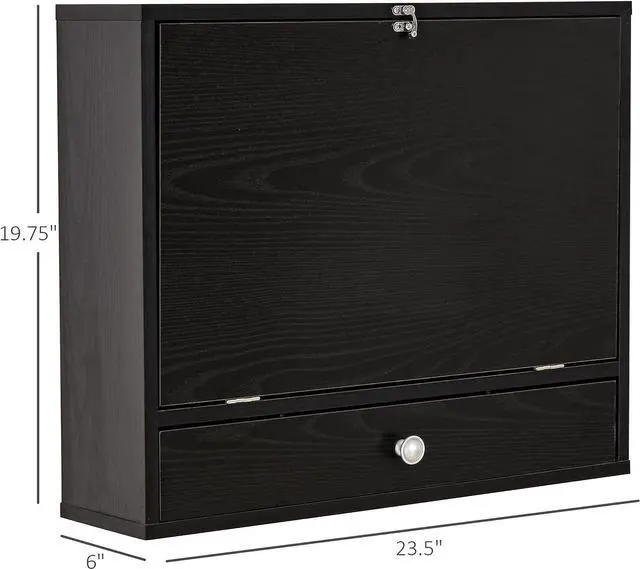 Alt view image 5 of 7 - HOMCOM Wall Mounted Desk with Storage Shelves, Floating Desk with Foldable Tabletop, Space Saving Computer Writing Table for Home Office, 23.5 x 6 x 19.75 Inch, Black