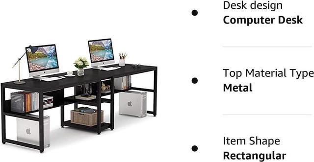 Tribesigns 78 Inches Computer Desk, Extra Large Two Person Office Desk with  Shelf, Double Workstation Desk for Home Office(Black)