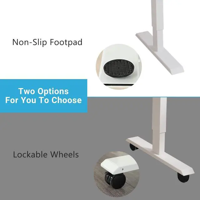 Alt view image 5 of 6 - Suhapup Electric Height Adjustable Standing Desk, 55 x 24 inches Sit - Stand Desk for Work or Home Office Push Button Memory Settings Oak+White Splice Board/White Frame