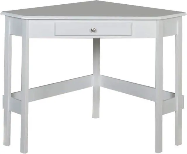 Alt view image 2 of 3 - Kings Brand Furniture - Hastings Wood Home & Office Corner Desk with Drawer, White