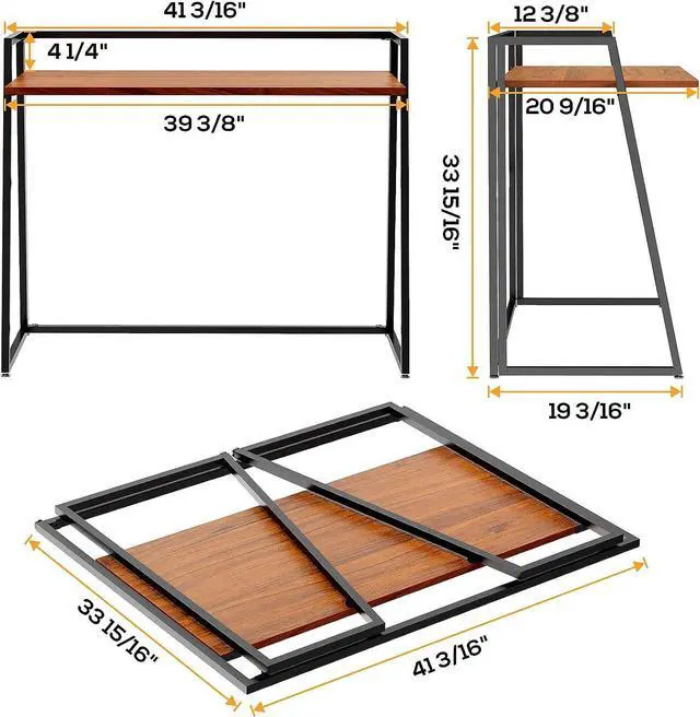 Alt view image 3 of 7 - Eureka Ergonomic fold Desk 41 inch Small Folding Table Home Computer Desk Office Collapsible Desks Study Writing Computer Folding Work Tables for Small Spaces Free Assembly, Walnut