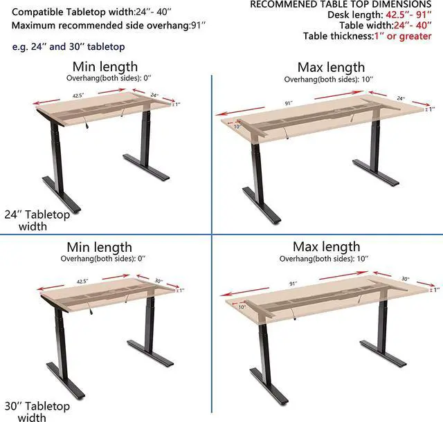 Alt view image 4 of 7 - VWINDESK VJ201-S3 Electric Height Adjustable Sitting Standing Desk Frame Only/Sit Stand - Dual Motors 3 Segment Motorized Desk Base Only,Black