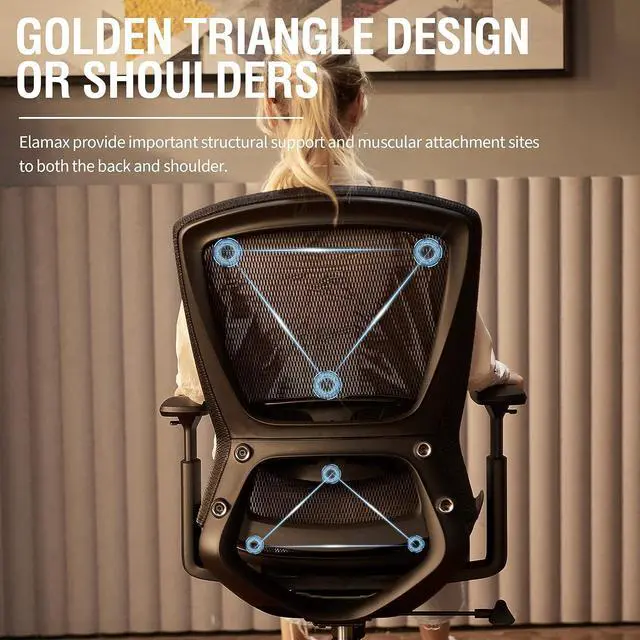Alt view image 3 of 7 - ELABEST Mesh Office Chair,Ergonomic Computer Desk Chair,Sturdy Task Chair- Adjustable Lumbar Support & Armrests,Tilt Function,Comfort Wide Seat,Swivel Home Office Chair (ELATASK, Black)