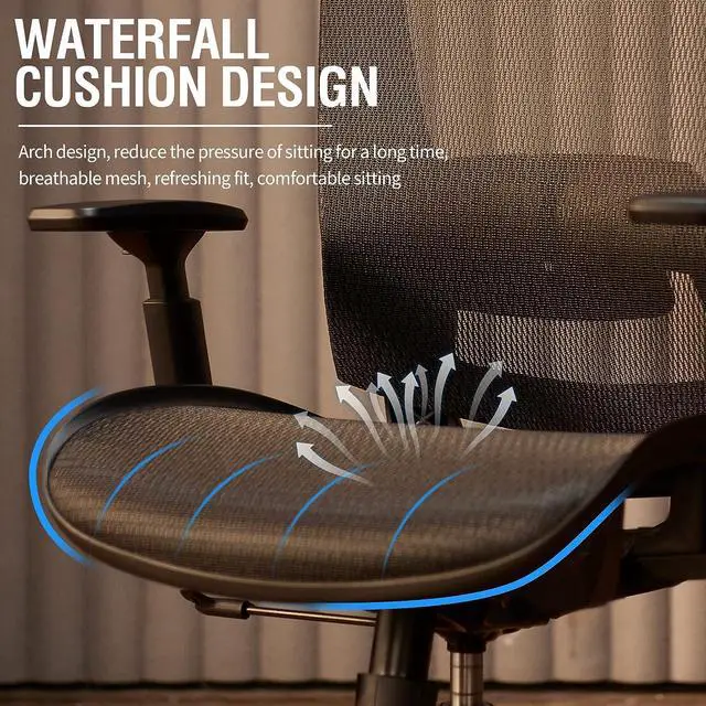 Alt view image 7 of 7 - ELABEST Mesh Office Chair,Ergonomic Computer Desk Chair,Sturdy Task Chair- Adjustable Lumbar Support & Armrests,Tilt Function,Comfort Wide Seat,Swivel Home Office Chair (ELATASK, Black)
