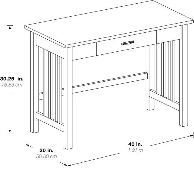 Alt view image 3 of 7 - OSP Home Furnishings Sierra Writing Desk with Pull-Out Drawer and Mission Style Side Panels, Ash Brown