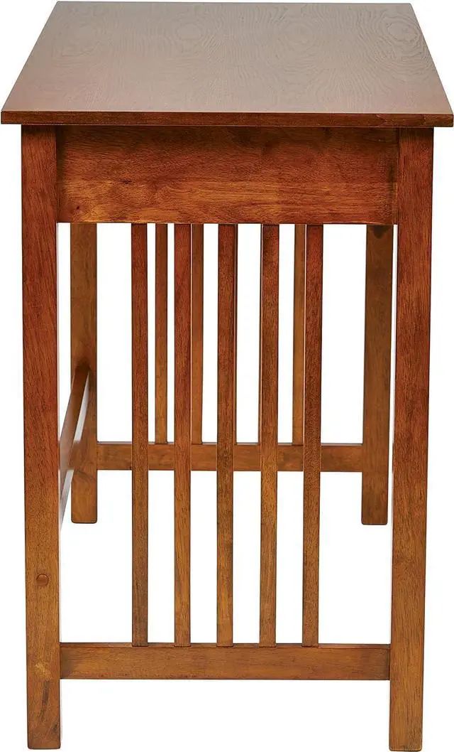 Alt view image 4 of 7 - OSP Home Furnishings Sierra Writing Desk with Pull-Out Drawer and Mission Style Side Panels, Ash Brown