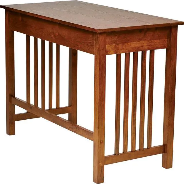 Alt view image 5 of 7 - OSP Home Furnishings Sierra Writing Desk with Pull-Out Drawer and Mission Style Side Panels, Ash Brown