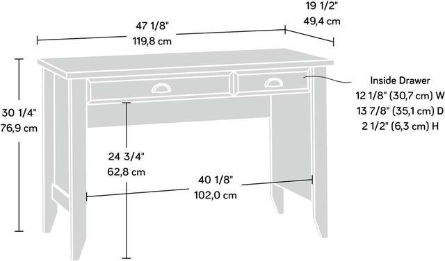 Alt view image 3 of 6 - Sauder Shoal Creek Small Work Study Computer, Laptop Desk, L: 47.17" x W: 19.45" x H: 30.28", Jamocha Wood