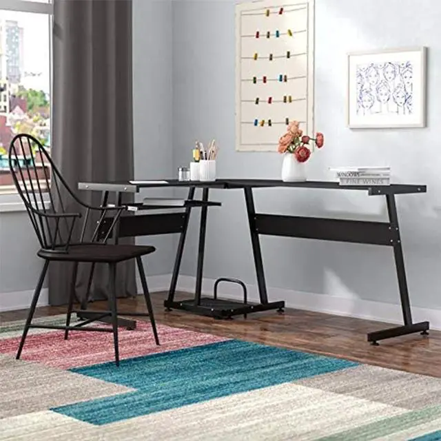 Alt view image 2 of 7 - ivinta Reversible Black Gaming Desk Corner Desk Modern L-Shaped Desk Computer Desk for Home Office Small Space with Keyboard Tray and CPU Stand (44x58, Black)