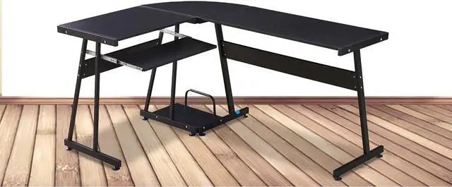 Alt view image 7 of 7 - ivinta Reversible Black Gaming Desk Corner Desk Modern L-Shaped Desk Computer Desk for Home Office Small Space with Keyboard Tray and CPU Stand (44x58, Black)