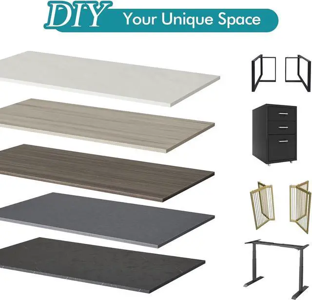 Alt view image 7 of 7 - Kaboon Universal Tabletop 47.25"x30", Solid One-Piece Melamine Table Top, Double Desk L-Desk DIY, Home and Office,Eucalyptus/Dark Walnut