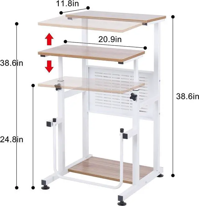 Alt view image 3 of 7 - SDADI Adjustable-Height Standing Desk, 2-Mode Modern Standing and Sitting Desk, Light Grain