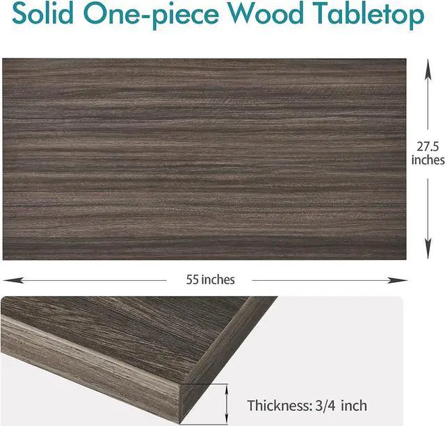 Alt view image 3 of 7 - Kaboon Universal Tabletop 55"x27.5", Solid One-Piece Melamine Table Top, Double Desk L-Desk DIY, Home and Office Countertop,Eucalyptus/Dark Walnut
