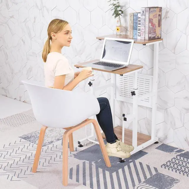 Alt view image 2 of 7 - SDADI Adjustable-Height Standing Desk, 2-Mode Modern Standing and Sitting Desk, Light Grain