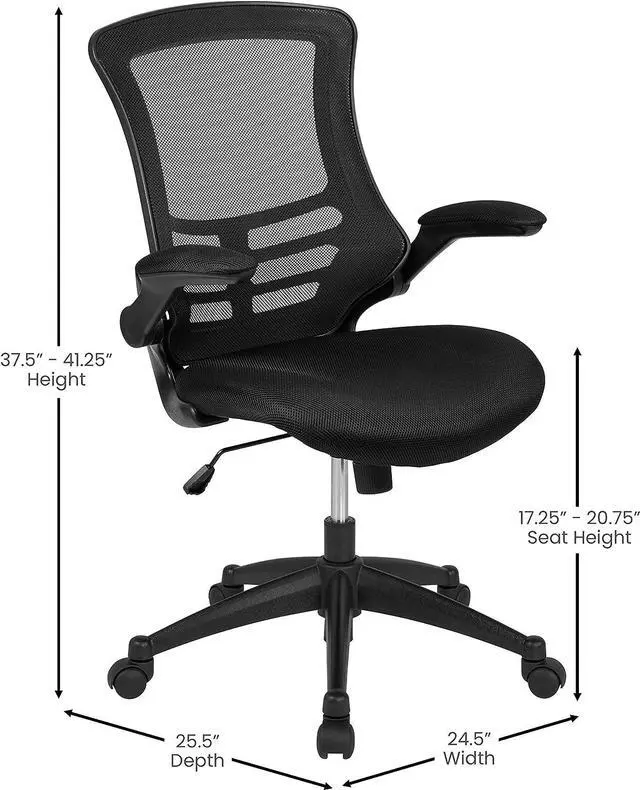 Alt view image 7 of 7 - Flash Furniture Kelista Office Chair, Ergonomic, Mid-Back, Black Mesh with Swivel