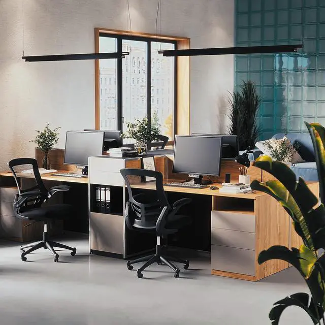 Alt view image 5 of 7 - Flash Furniture Kelista Office Chair, Ergonomic, Mid-Back, Black Mesh with Swivel