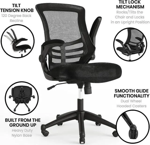 Alt view image 4 of 7 - Flash Furniture Kelista Office Chair, Ergonomic, Mid-Back, Black Mesh with Swivel