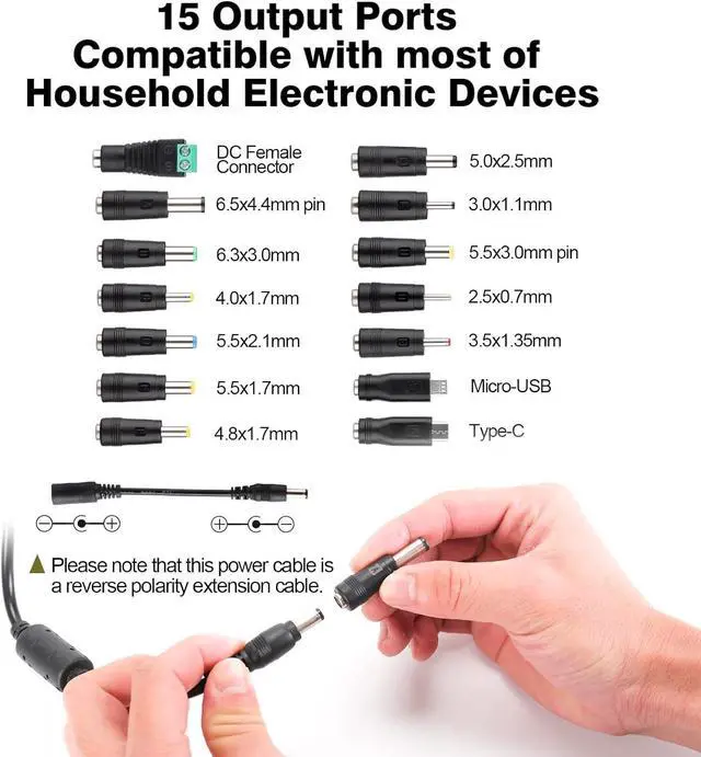 Alt view image 3 of 6 - Universal Power Adapter, Adjustable 3V ~ 24V 3A 72W DC Power Supply, 100V-240V AC to 3V ~ 24V DC Variable Power Supply Converter Transformer with 14 Tips