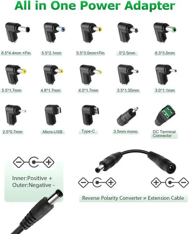 Alt view image 3 of 6 - 30W Universal AC to DC Power Adapter Adjustable Power Supply 3V 4.5V 6V 9V 12V 2A 1A DC Adapter AC 100-240V to DC 3-12V Multi Voltage Switching Power Adapter with 15 Tips + Polarity Converter
