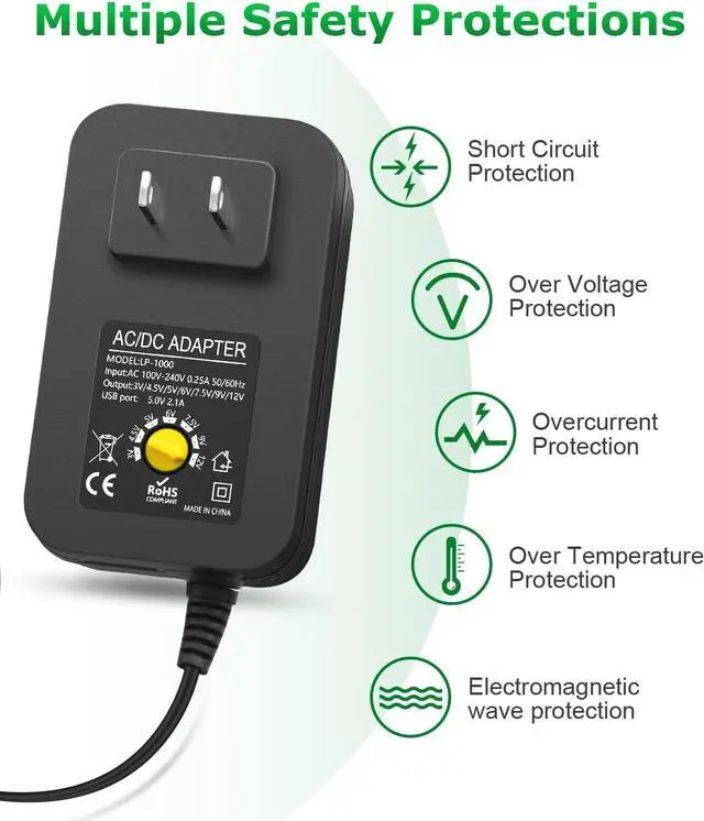 Alt view image 4 of 6 - 30W Universal AC to DC Power Adapter Adjustable Power Supply 3V 4.5V 6V 9V 12V 2A 1A DC Adapter AC 100-240V to DC 3-12V Multi Voltage Switching Power Adapter with 15 Tips + Polarity Converter