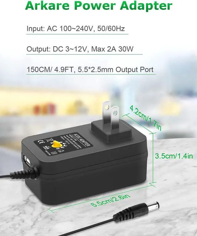 Alt view image 5 of 6 - 30W Universal AC to DC Power Adapter Adjustable Power Supply 3V 4.5V 6V 9V 12V 2A 1A DC Adapter AC 100-240V to DC 3-12V Multi Voltage Switching Power Adapter with 15 Tips + Polarity Converter