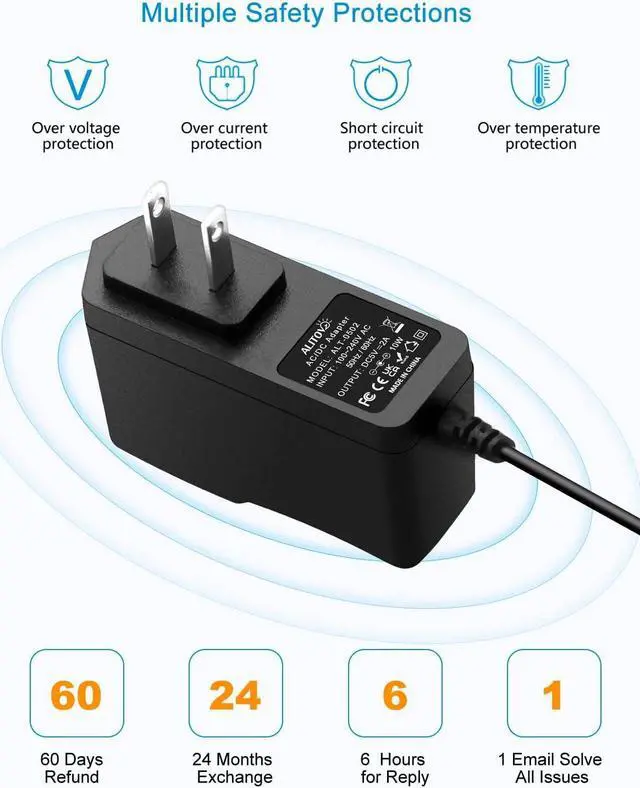 Alt view image 5 of 7 - 5V 2A Power Supply Adapter Charger 5 Volt 10W AC 100-240V 50-60Hz Replacement Power Cord 2000mA 1500mA 1A with 8 Tips for Security Camera Baby Monitor Digital Photo Frame TV Box LED Light