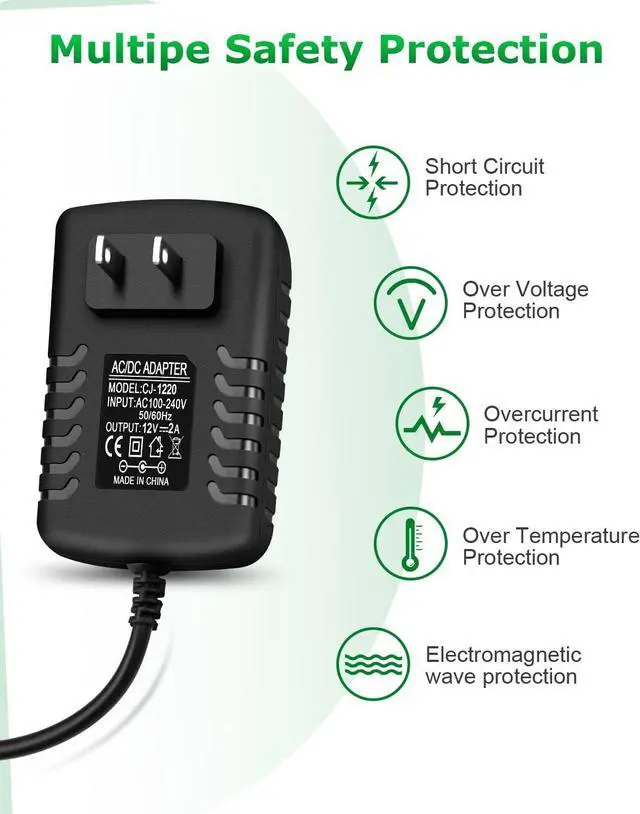Alt view image 4 of 6 - Arkare 12V Power Supply 2A AC/DC Adapter 12Volt Wall Charger Replacement Power Cord AC 100V-240V to DC 12Volt 2A 1.5A 1A Converter for Security Camera BT Speaker GPS Webcam Router Scanner with 10TIPS