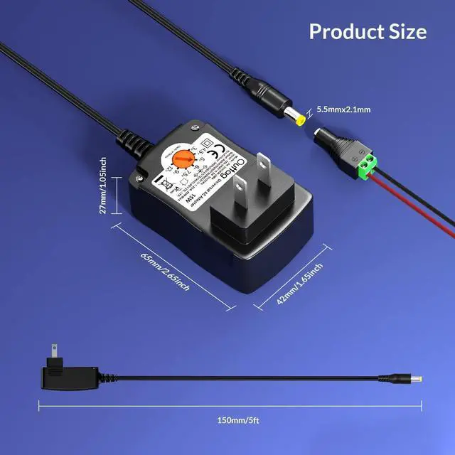 Alt view image 5 of 6 - 15W Universal AC Adapter 3V 4.5V 5V 6V 7.5V 9V 12V 0.5A 1A 1.25A Multi Voltage Switching Adapter Replacement for Household Electronics Routers CCTV IP Cameras Smartphone Speakers dc Adapter