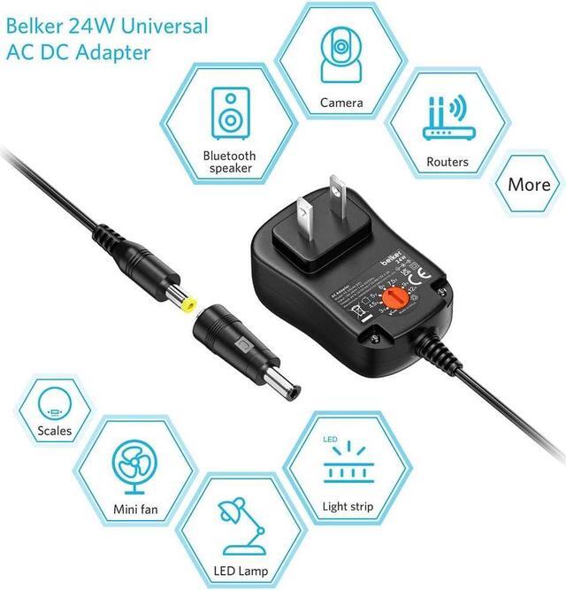 Alt view image 2 of 7 - Belker 24W Multi Voltage 3V 4.5V 5V 6V 7.5V 9V 12V Universal AC DC Power Adapter Supply for Household Electronics - Max Amp 2000mA