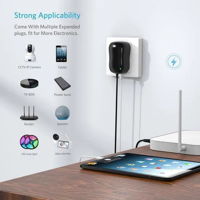 Alt view image 6 of 7 - 45W 5V 6V 7.5V 9V 12V 13.5V 15V Universal AC DC Power Supply Adapter for Household Electronics LED Light Strip - 1A 2A 3A 3000mA Amp - Fast USB Charging Port 5V 2A