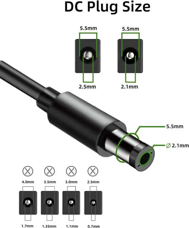 Alt view image 4 of 5 - 12V 3A [12 Volts 3 Amps] Adapter Power Supply AC to DC Plug 5.5 x 2.1mm & 2.5mm for 12volt 1A 1.5A 2A 2.5A 1000mA 1500mA 2000mA 2500mA 3000mA Equipment, 3.3ft Cord