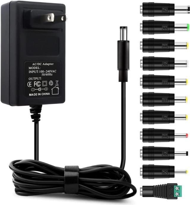 12V 3A AC Adapter Power Supply Charger [12 Volts 3 Amps Regulated Switching  Power] with 11 Interchangeable DC Plug for 500mA 600mA 700mA 800mA 900mA  1000mA 1500mA 2000mA 2500mA 3000mA Equipment 