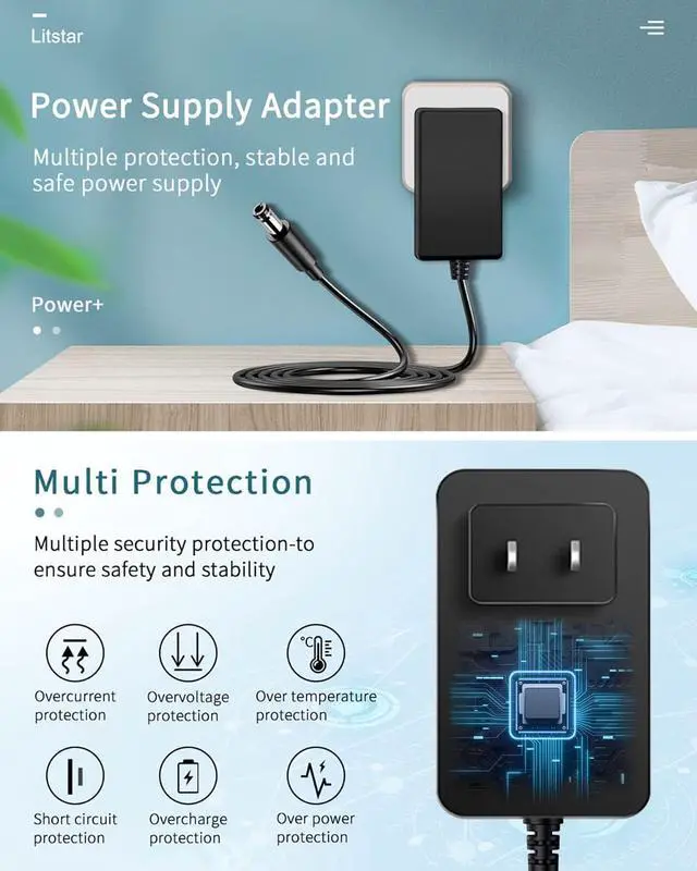Alt view image 2 of 5 - 12V 3A [12 Volts 3 Amps] Adapter Power Supply AC to DC Plug 5.5 x 2.1mm & 2.5mm for 12volt 1A 1.5A 2A 2.5A 1000mA 1500mA 2000mA 2500mA 3000mA Equipment, 3.3ft Cord