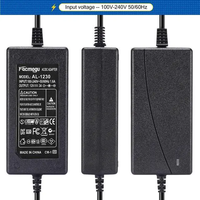 Alt view image 5 of 7 - Facmogu DC 12V 3A Power Adapter, 100-240V AC to DC 12V 3A 36W Power Suppy with Barrel Connector 5.5x2.5mm & 5.5x2.1mm, 12 Volt 3 Amp Desktop Adpater 12V 3A Switching Transformer AC/DC Power Converter