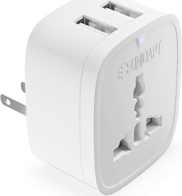 navn Flere aftale Europe to US Plug Adapter Unidapt UK to US Plug Adapter, 2 USB Wall Charger  3 in 1, Travel Power Plug Adapter, EU Australian China UK European to USA  Canada Mexico Japan (