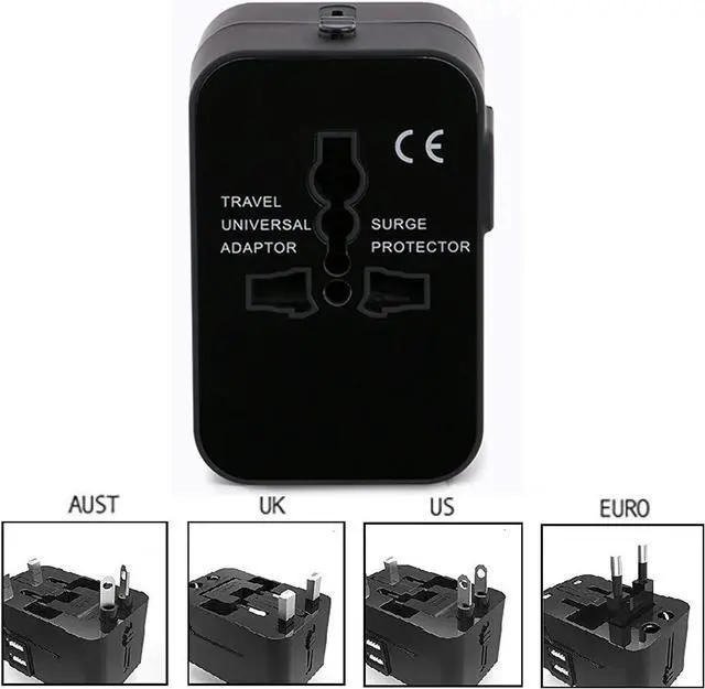 Alt view image 2 of 7 - Premium Travel Adapter, Portable Universal All in One Worldwide Power Adapter, European Travel Plug Adapter, Power Converter Adapter Combo, for AC Power Plug, Car Power, with Dual USB Charging Ports