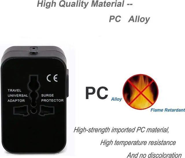 Alt view image 5 of 7 - Premium Travel Adapter, Portable Universal All in One Worldwide Power Adapter, European Travel Plug Adapter, Power Converter Adapter Combo, for AC Power Plug, Car Power, with Dual USB Charging Ports