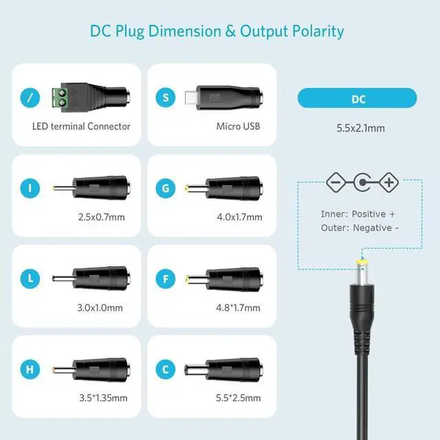 Alt view image 2 of 7 - 41W Universal 6V 9V 12V 15V 18V 20V 24V AC DC Adapter Power Supply for Household Electronics Router Smart Phone Mp3 Tablets CCTV Cameras - Max. Amps 1.5A 1500mA