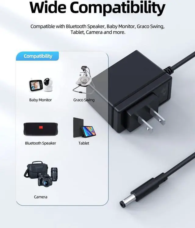 Alt view image 5 of 7 - DC 5V 2A Power Cord Supply 10W AC/DC Charger Fit for Bluetooth Speaker, Baby Monitor, Graco Swing, Tablet, Camera and More DC 5v Devices Adapter Multi Tips Switching 5 Volt 2 Amp DC/5V Replacement