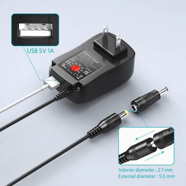 Alt view image 3 of 7 - 41W Universal 6V 9V 12V 15V 18V 20V 24V AC DC Adapter Power Supply for Household Electronics Router Smart Phone Mp3 Tablets CCTV Cameras - Max. Amps 1.5A 1500mA