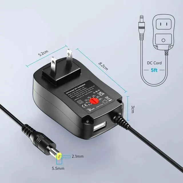 Alt view image 4 of 7 - 41W Universal 6V 9V 12V 15V 18V 20V 24V AC DC Adapter Power Supply for Household Electronics Router Smart Phone Mp3 Tablets CCTV Cameras - Max. Amps 1.5A 1500mA