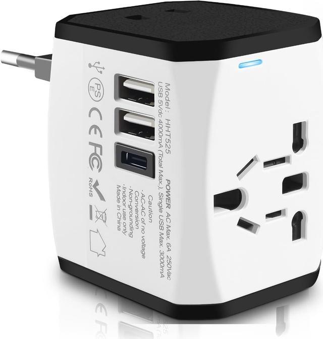 International Travel Adapter, Europe Travel Adapter with USB, Universal  Travel Adapter (2 USB-A & 2 Type-C) for The US to Most of Europe Iceland  Spain