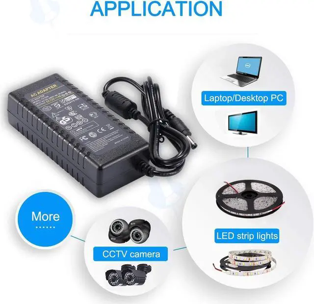 Alt view image 7 of 7 - COOLM 12V 4A Power Supply Adapter Transformer AC 100-240V to DC 12V 4Amp 48W Adapter 5.5x2.5mm Jack for CCTV Camera LED Strip Light