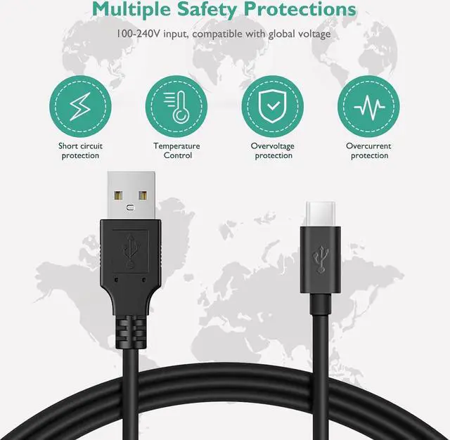 Alt view image 2 of 7 - Universal 5V 2A Type C Charger - USB C Charging Cable for Beats Flex Headphones, JBL Wireless Bluetooth Earbuds and Other Type-C Supported Device Power Supply Adapter