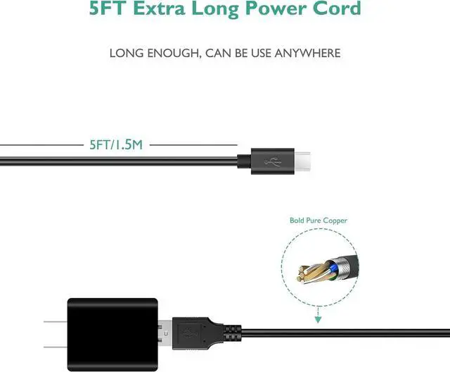 Alt view image 5 of 7 - Universal 5V 2A Type C Charger - USB C Charging Cable for Beats Flex Headphones, JBL Wireless Bluetooth Earbuds and Other Type-C Supported Device Power Supply Adapter