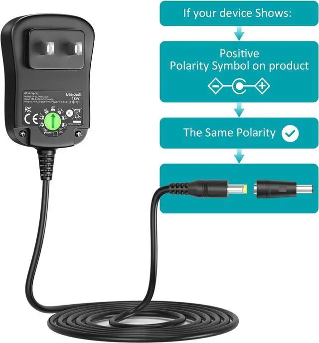 Alt view image 4 of 7 - Basicvolt 18W Universal Power Supply 3V 4.5V 5V 6V 7.5V 9V 12V AC to DC Power Adapter 1A 1.5A for LED Strip Light Router Speaker CCTV Camera Tablet Mp3 and More Household Electronics